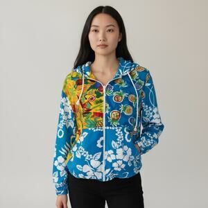 Surya Colorful Zipper Jacket Top Pineapple Hoodie Large Artsy Art to Wear
